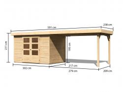 dřevěný domek KARIBU ASKOLA 4 + přístavek 280 cm (77733) natur