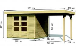 dřevěný domek KARIBU ASKOLA 3 + přístavek 240 cm (14441) SET